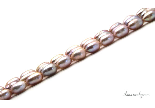 Zoetwaterparels lila-zalm ca. 8x6mm