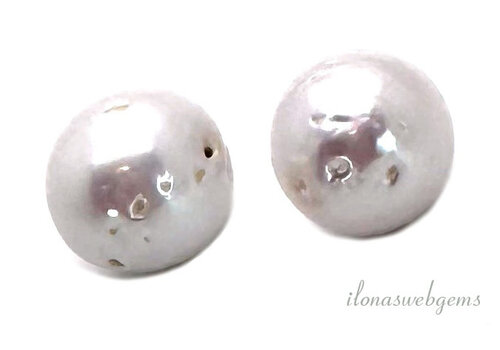 Pair of large freshwater pearls, approx. 14mm (half-drilled)