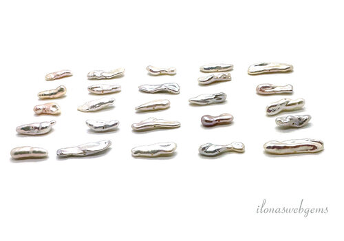 1 Paar Biwa-Perlen, AA-Qualität, ca. 14–18 x 4 mm