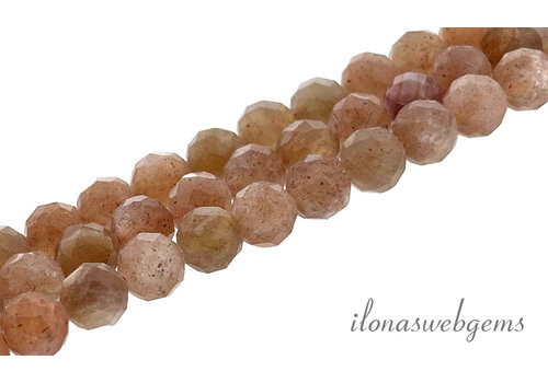 Sunstone beads facet round approx. 6mm