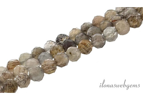 Maansteen kralen grijs facet rond ca. 3mm