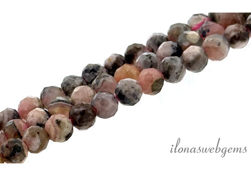 Rhodonite beads facet round approx. 3mm