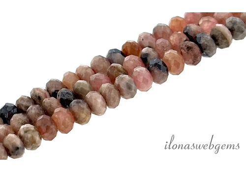 Rhodonitperlen facettiert Rondell ca. 3x2mm