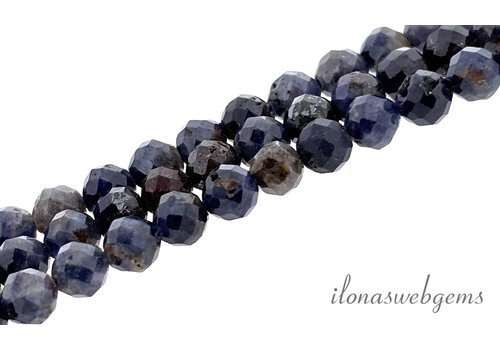 Sapphire beads facet round approx. 4mm AA quality cut