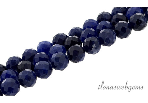 Sodalite beads facet round approx. 6mm AA quality