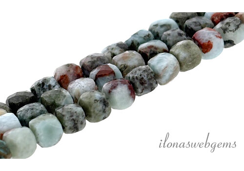 Larimar beads faceted cube approx. 4.5x4.5mm