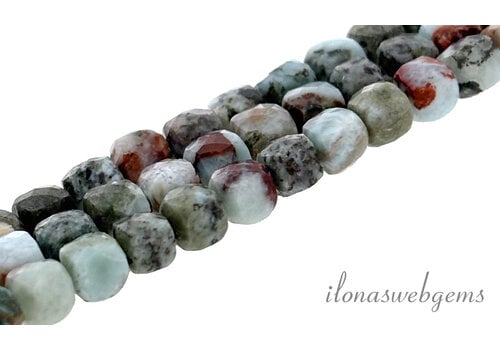 Larimar kralen facet kubus ca. 4.5x4.5mm