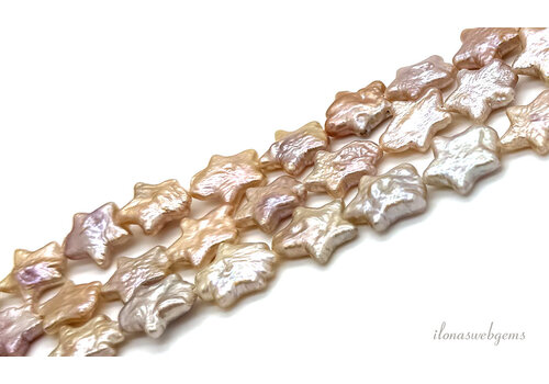 Freshwater pearls stars salmon approx. 10mm