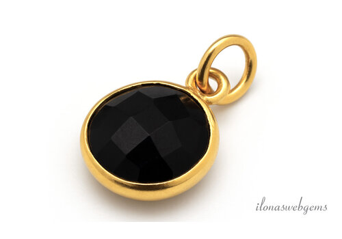 Vermeil hangertje met facet Onyx ca. 11mm