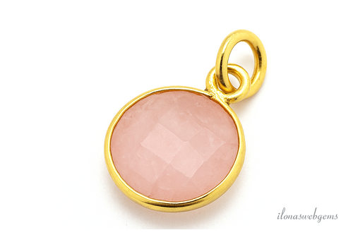 Vermeil hangertje facet Rozenkwarts ca. 11mm