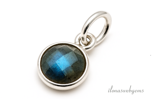 Sterling Silber Anhänger mit facettiertem Labradorit ca. 6mm