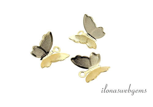 Premium plated hangertje vlinder ca. 12mm