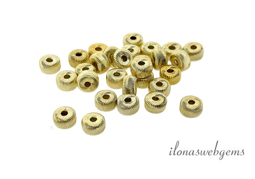 Premium gold plated rondel ribbel ca. 6mm