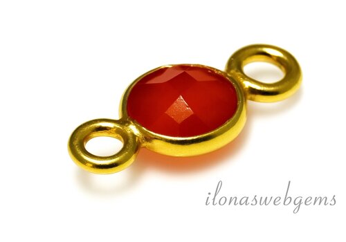 Vermeil connector with Carnelian - Carnelian 6mm