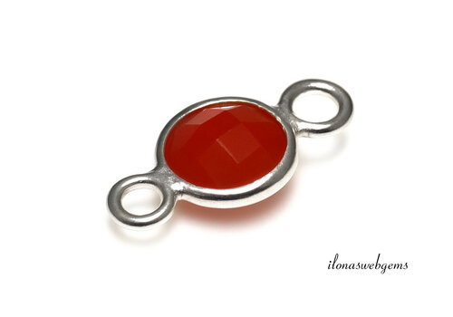 Sterling silver connector with Carnelian - Carnelian 6mm