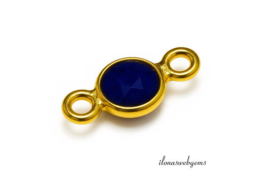 Vermeil-Stecker mit blauer Saphir 6mm