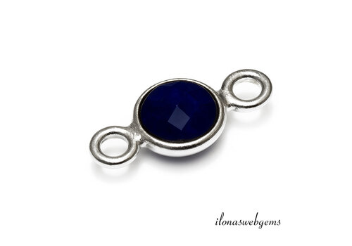 Sterling silver connector with Blue Sapphire 6mm