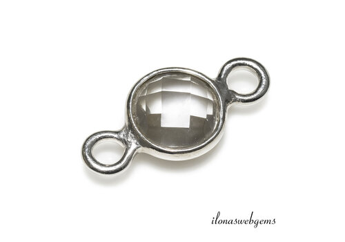 Sterling Silber Stecker mit Strass 6mm