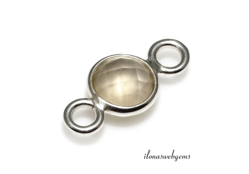 Sterling Silber Stecker mit weißen Achat 6mm