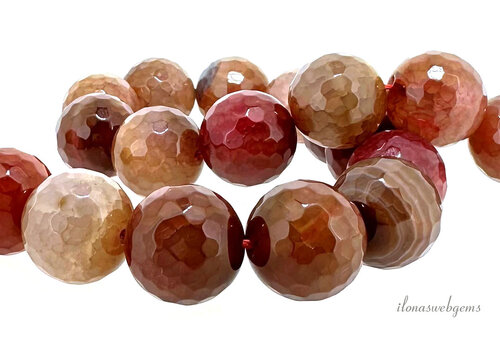 Fire agate beads facet round approx. 16mm