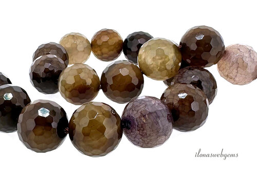Fire agate beads facet round approx. 16mm
