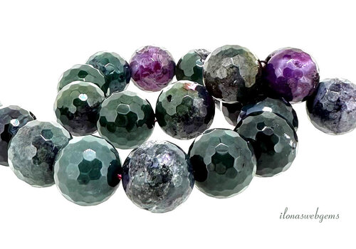 Fire agate beads facet round approx. 16mm