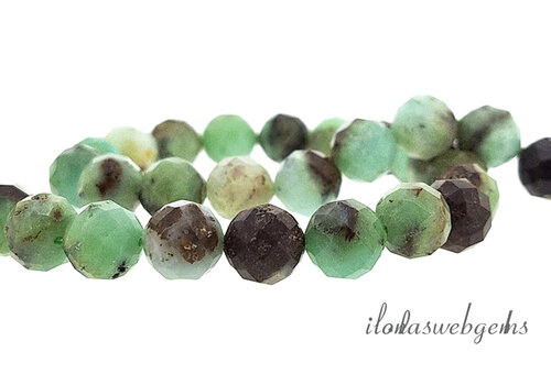 Chrysopraas kralen facet rond ca. 8mm