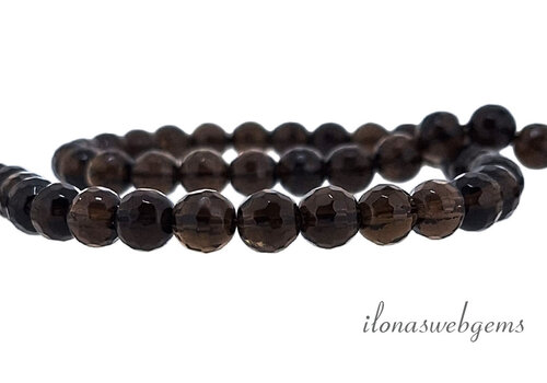 Smoky quartz beads faceted around 6mm