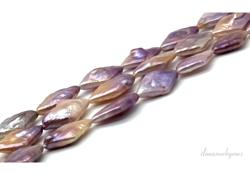 Zoetwaterparel wiebertjes lila-zalm ca. 16x9mm