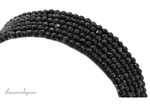 Blue Goldstone beads facet round approx. 3mm