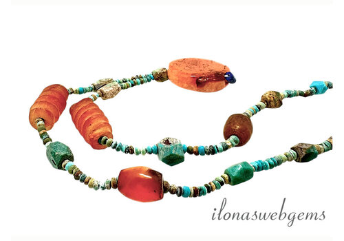 Carnelian-Turquoise Silk Road approx. 20x10mm