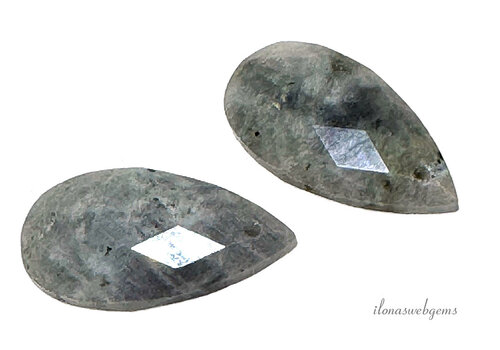 1 Paar Labradorit-Tropfen, facettiert, ca. 25 x 13 x 7 mm