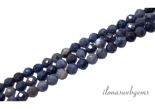 Saphirperlen, blau, facettiert, rund, ca. 3 mm