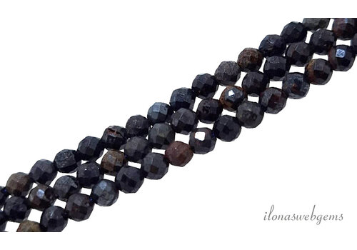 Saffier kralen blauw bruin facet rond ca. 2mm