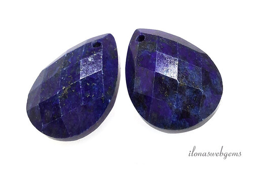1 pair of Lapis Lazuli drops facet approx. 18x13x6mm