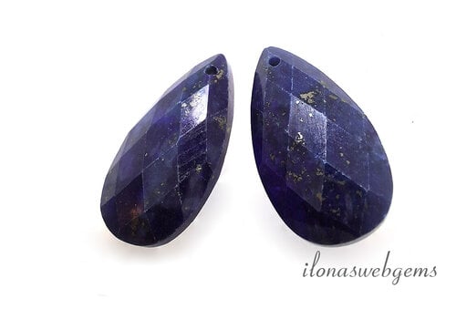 1 paar Lapis Lazuli druppels facet ca. 25x13x6mm