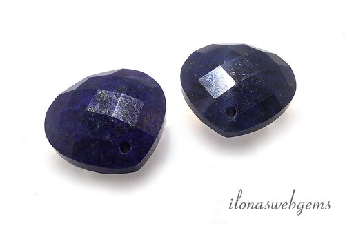 1 paar Lapis Lazuli druppels facet ca. 15x15x5mm