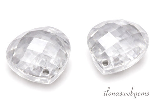1 Paar Bergkristalltropfen, facettiert, ca. 15 x 15 x 5 mm