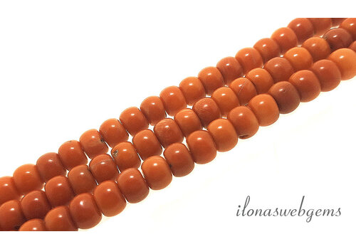 Coral beads 'old Dutch' roundel orange approx. 8x6mm