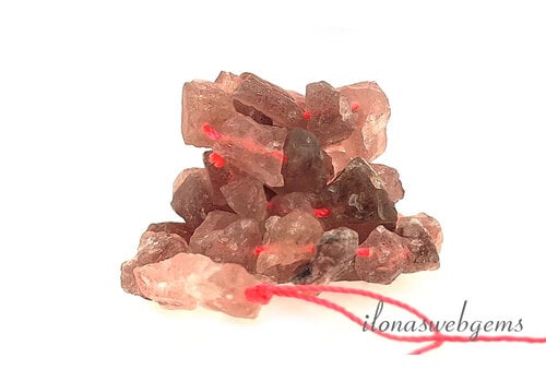 Strawberry Quartz beads rough approx. 11x10mm