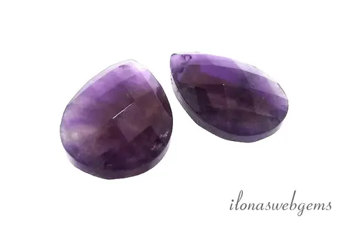 1 Paar Amethyst-Tropfen, facettiert, ca. 25 x 13 x 6 mm