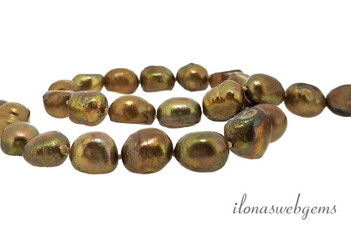 Ca. 160cm - Zoetwaterparels brons kleurig ca. 10x8mm