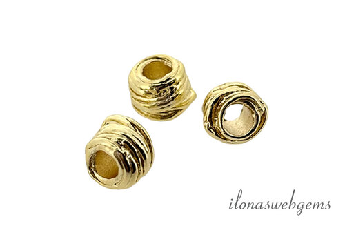 Premium gold-plated ribbed bead approx. 6x5mm