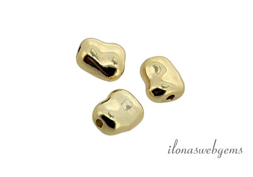 1 Stück hochwertige, vergoldete Nugget-Perle, ca. 7 x 6 x 4 mm