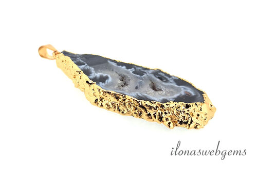 Achatanhänger, hochwertig vergoldet (N⁰ 2), ca. 47 x 22 mm