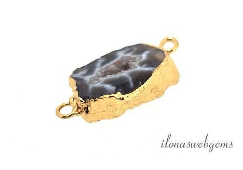 Agate dark connector premium gold plated approx. 27x16x5mm