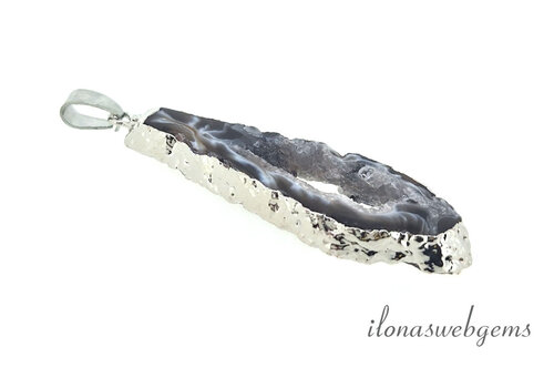 Agaat hanger silver plated N⁰ 2 ca. 35x17mm