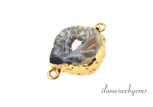 Agaat connector premium gold plated ca. 28x20x6mm