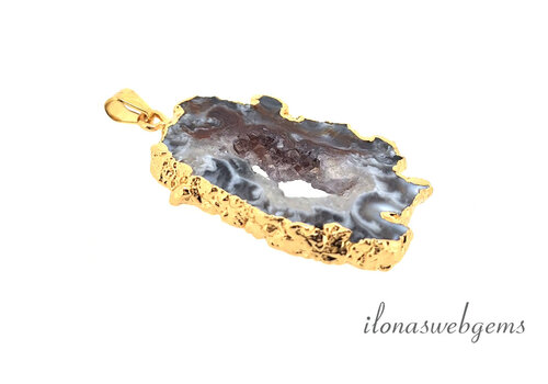 Agate pendant premium gold plated N⁰ 1 approx. 45x25x5mm