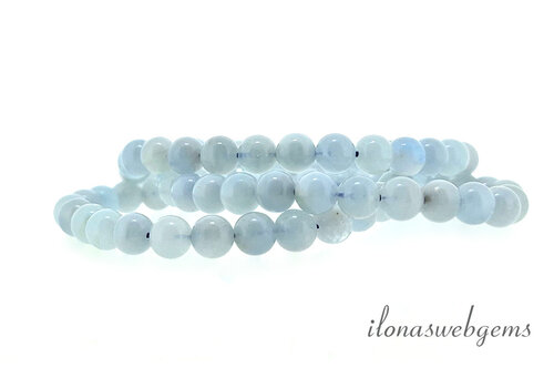 Aquamarine beads round on infinity strand approx. 6mm